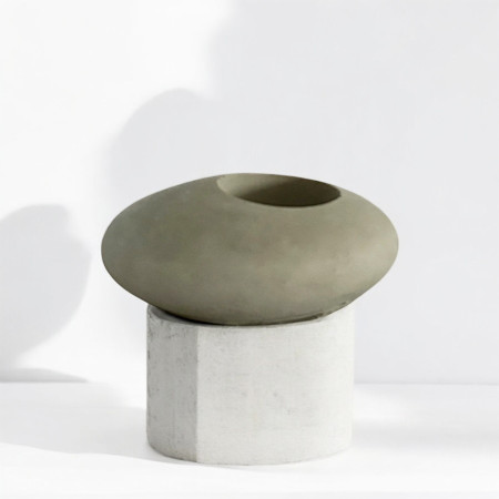 Photophore chauffe-plat en béton gris pierre