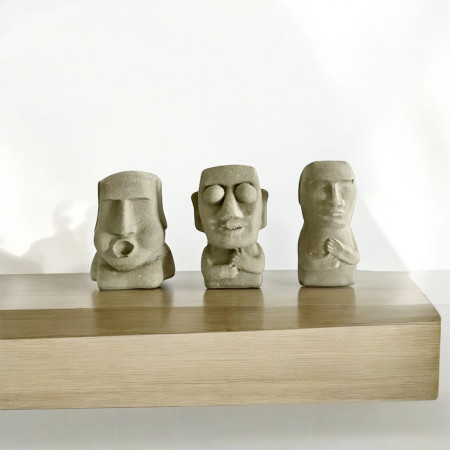 Set of 3 Concrete Totem Statuettes
