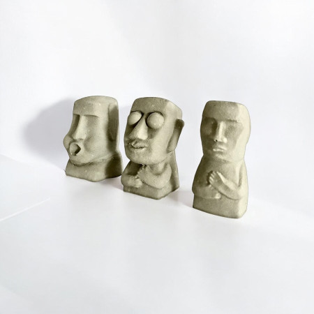 Lot de 3 Statuettes Totem en béton