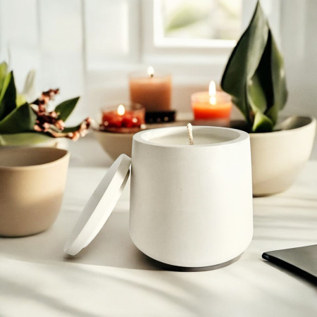 Bougie parfumée avec couvercle Lys Blanc « L’AMOUR D’UNE MÈRE » Bougie parfumée avec couvercle Lys Blanc « L’AMOUR D’UNE MÈRE »