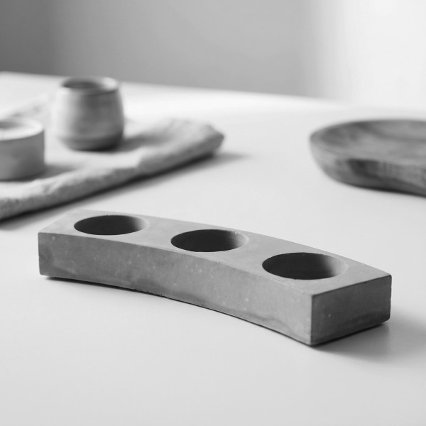 Minimalist concrete tealight holder, decorative accessory for a modern table
