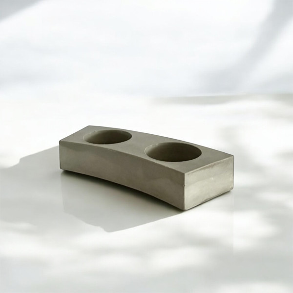 Photophore Ziao en béton minimaliste pour 3 bougies chauffe-plat, bougeoir design moderne et épuré