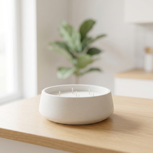 Bol rond en résine blanc minimaliste Baàn Baôe, accessoire décoratif élégant pour bougies et intérieur moderne 2