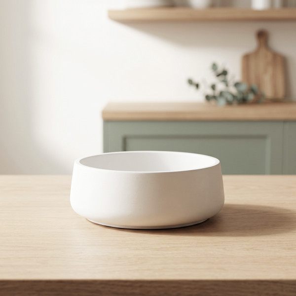 Bol rond en résine blanc minimaliste Baàn Baôe, accessoire décoratif élégant pour bougies et intérieur moderne