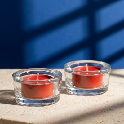 Set of two TAOE3 minimalist glass food warmer holders