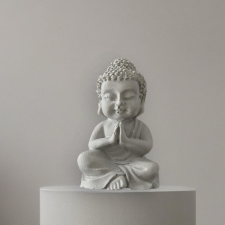 Decorative Buddha Statue in Gray Concrete or Off White Resin