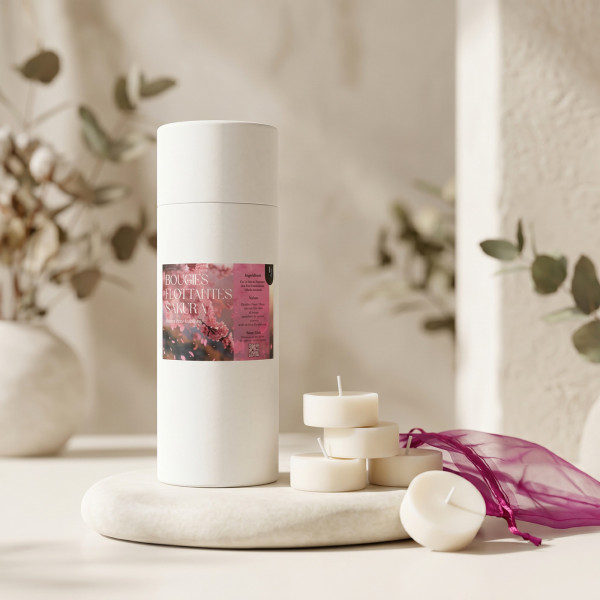 Bougies flottantes parfumées fleur de sakura lot de 10 chauffe-plats artisanaux décoration élégante