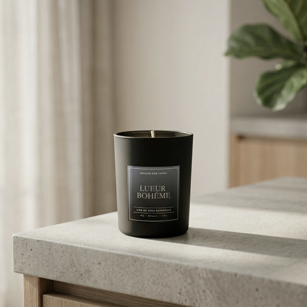 Lueur Bohème – Bougie dual senteur cuirée en cire de soja | Taoé3