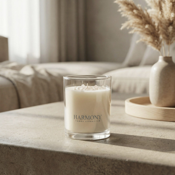 Harmony – Bougie quartz rose en cire de soja | Taoé3