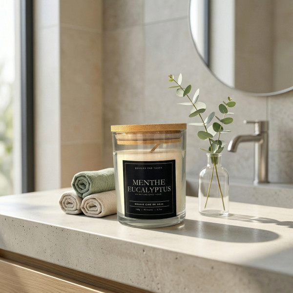 Bougie parfumée Menthe & Eucalyptus en cire de soja | Taoé3
