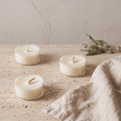 Round Unscented Tea Lights Set of 6 – Vegetable Wax | TAOÉ