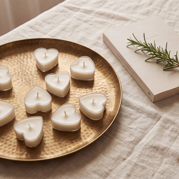 Heart-Shaped Unscented Tea Lights Set of 6 – Vegetable Wax | TAOÉ