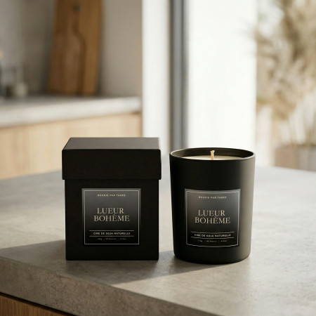 Lueur Bohème – Bougie dual senteur cuirée en cire de soja | Taoé3