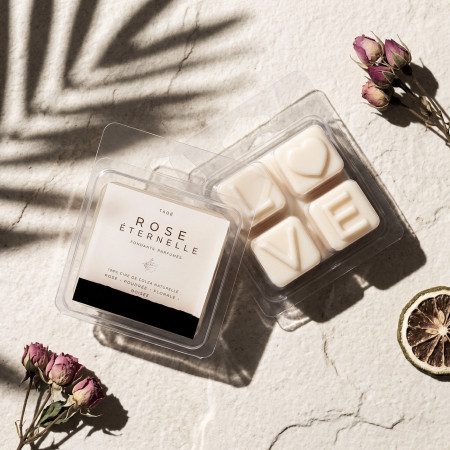 Fondants Rose Éternelle parfumés – Cire végétale artisanale