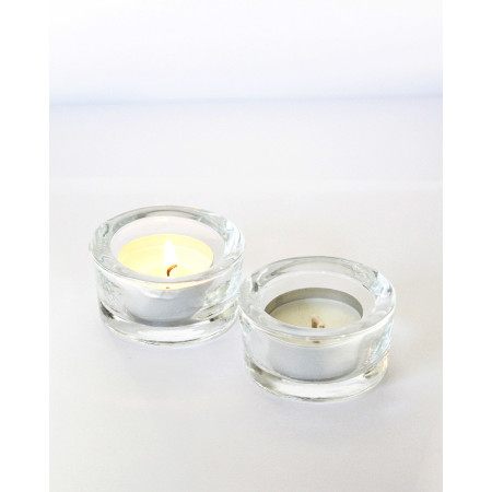 Set of 2 Clear Glass Warming Tealight Candles Heating Cups
